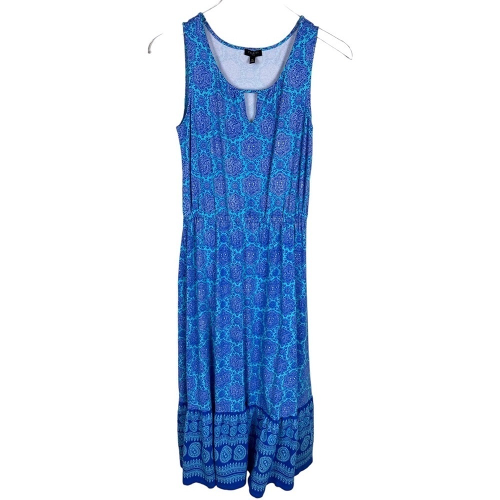 TALBOTS BLUE PAISLEY PRINT SLEEVELESS MAXI DRESS